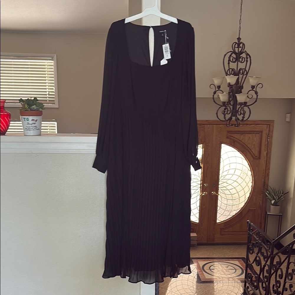 Torrid Blue Scoop Neck Bishop Sleeve Dress